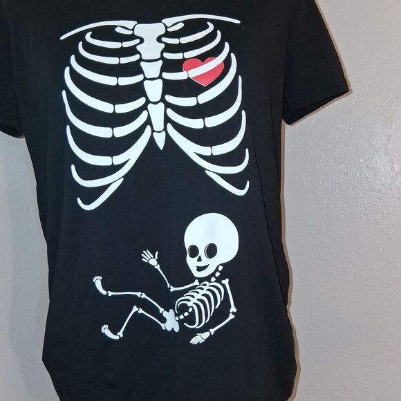 Silk Road Tees Halloween Baby Skeleton Graphic Women's Maternity Size Large - Picture 2 of 7